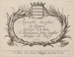 Pagina del titolo per Agreable diversite de figures, 1642 da Stefano della Bella