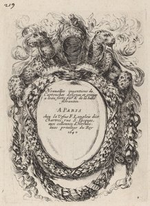 Pagina del titolo per "Nouvelles inventions de Cartouches" da Stefano della Bella