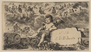 Pagina del titolo: Cupido, da Gioco della Mitologia, 1644 da Stefano della Bella