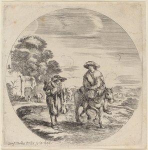 Due contadini che viaggiano in un paesaggio da Stefano della Bella