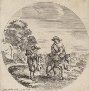 Due contadini che viaggiano in un paesaggio, 1656 da Stefano della Bella
