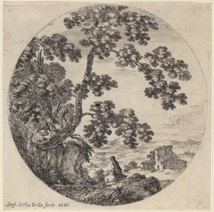 Due Viaggiatori che Passano Accanto a una Vecchia Quercia da Stefano della Bella