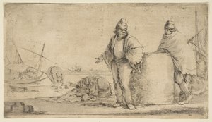 Due marinai con una balla di merce, ca. 1662