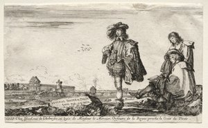 Varie figure e paesaggi: Pagina del titolo - Tre figure da Stefano della Bella