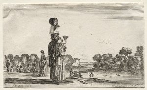 Varie figure e paesaggi: donne che guardano i bagnanti lungo un fiume, 1649 da Stefano della Bella