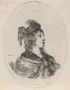 Donna con Turbante Piumato, Rivolta a Destra, 1649-1650 da Stefano della Bella