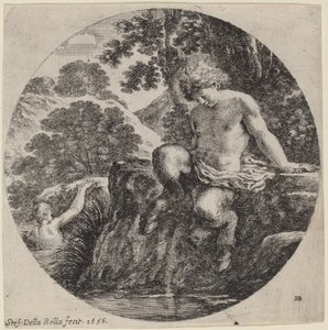 Giovane satiro sulla riva di un ruscello da Stefano della Bella
