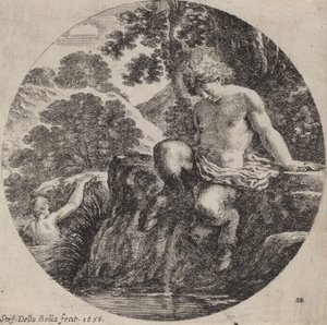 Giovane satiro sulla riva di un ruscello, 1656 da Stefano della Bella