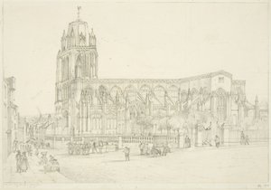Veduta sud della chiesa di St Mary Redcliffe, c.1835 da Stephen C. Jones