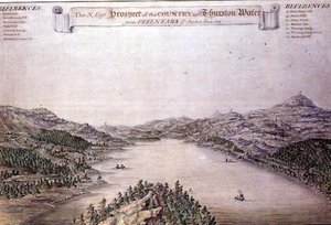 Prospetto nord-est del paese su Thurston Water da Peelnears