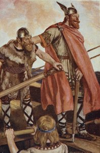 Erik il Rosso (950-1003/04) salpa per la Groenlandia, illustrazione da 