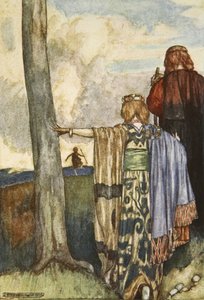 La Regina Maeve incontra Cuchulain, illustrazione da 