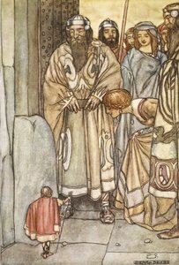 Uscirono tutti in gruppo, signori e signore, per vedere il piccolo uomo, illustrazione da 