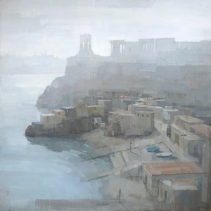 Cittadina mediterranea avvolta dalla nebbia da Steve Mitchell