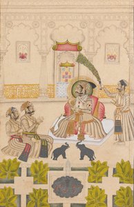 Maharana Amar Singh II mostra due elefanti d