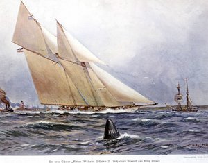 Regata: Il veliero “Meteor IV” - Acquerello di Willy Stower