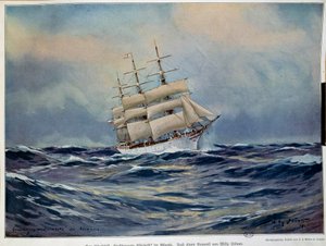 La vela della Granduchessa Elisabetta Acquerello di Willy Stower. 1909