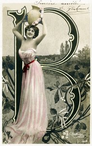 Bianca Toledo, artista, cantante e ballerina sivigliana della Belle Epoque - Casino de Paris, Folies Bergere, Jardin de Paris - Alfabeto in cartolina da Studio Reutlinger