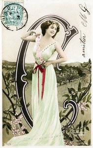 C: Bianca Toledo, artista, cantante e ballerina sivigliana della Belle Epoque - Casino de Paris, Folies Bergere, Jardin de Paris - Alfabeto in cartolina