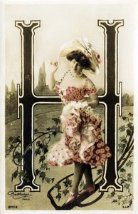 H: Constance Elise De Vere, attrice francese di origine inglese, nata in Belgio - Théâtre Marigny, Parigi - Alfabeto in cartolina