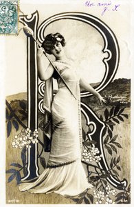 R: Gabrielle Robinne, attrice francese, Comédie-Française, Parigi - alfabeto in cartolina