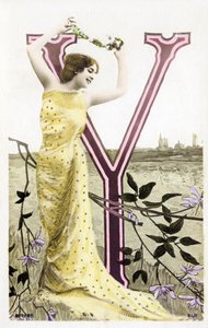 Bianca Toledo, artista, cantante e ballerina sivigliana della Belle Epoque - Casino de Paris, Folies Bergere - alfabeto in cartolina
