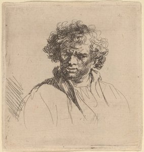 Uomo riccioluto con bocca storta da Studio of Rembrandt van Rijn