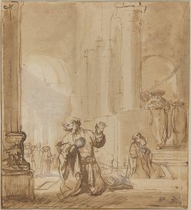 La parabola del pubblicano e del fariseo da Studio of Rembrandt van Rijn