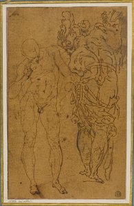 Nudo maschile e guerriero in armatura da Style of Giulio Benso