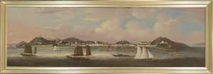 Veduta del Praya Grande, Macao, 1850 circa (olio su tela) da Sunqua Sunqua