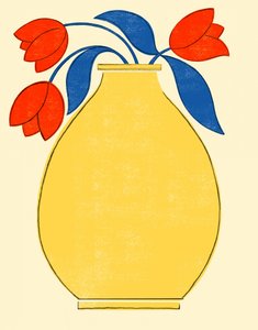 Vaso giallo con tulipani dai colori vivaci da Susan Black
