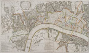 Mappa di Westminster, la Città di Londra, Southwark e aree circostanti, 1739 da Sutton Nicholls