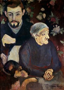 Ritratto del pittore Maurice Utrillo, sua nonna e un cane. Dipinto di Suzanne Valadon