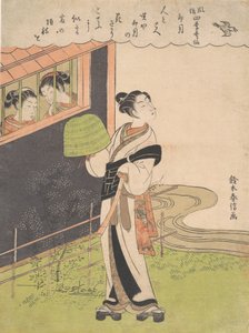 Un monaco Komuso che suona il flauto, il quarto mese Uzuki, dalla serie Fashionable P da Suzuki Harunobu