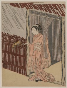 Una ragazza che si veste di rosa, 1766 da Suzuki Harunobu