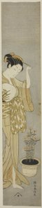 Bellezza che aggiusta la forcina da Suzuki Harunobu