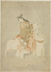 Cortigiana su elefante bianco da Suzuki Harunobu