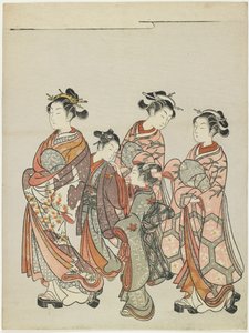 Cortigiana con attendenti in parata, dopo il 1766 da Suzuki Harunobu