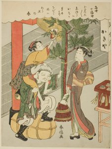Daikokuten, dalla serie "Le sette divinità della fortuna nella vita moderna (Tosei Shichi Fukujin)". da Suzuki Harunobu