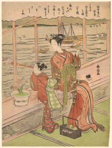 Ciliegio a doppio fiore: Motoura del Minami Yamasakiya, dalla serie "Bellezze del mondo fluttuante paragonate ai fiori" da Suzuki Harunobu