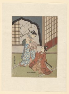 Una coppia con una gabbia per uccelli da Suzuki Harunobu