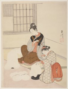 Neve serale su un modellatore di filo, dalla serie "Otto vedute del salotto" da Suzuki Harunobu