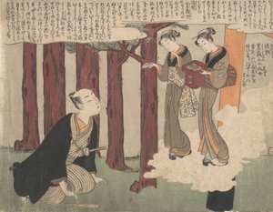 Prima foglia dello Shunga, Le deliziose avventure amorose di Maneyemon, ca. 1769 da Suzuki Harunobu