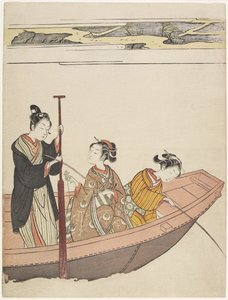 Pesca vicino al santuario di Mimeguri sul fiume Sumida, c. 1767 da Suzuki Harunobu