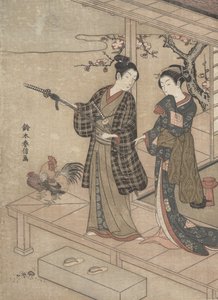 Gentiluomo che Saluta la Sua Signora su una Veranda da Suzuki Harunobu