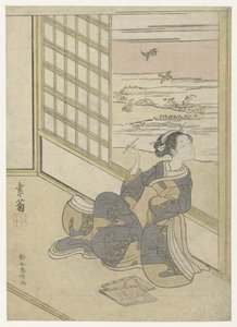 Ragazza che ascolta i beccaccini da Suzuki Harunobu