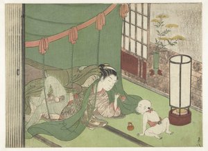 Coppia innamorata e bambino da Suzuki Harunobu