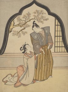 Amanti che si vestono accanto a una finestra da Suzuki Harunobu
