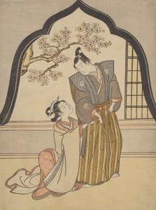 Amanti che si vestono accanto a una finestra da Suzuki Harunobu