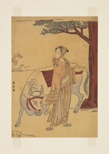 Parodia della storia di Chao Fu (stampa xilografica a colori)